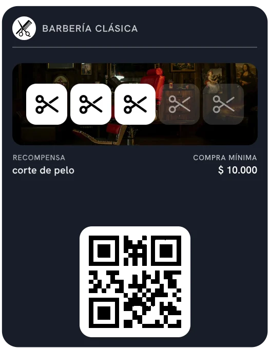 Tarjeta de sellos de Barbería Clásica: 3 de 5 cortes