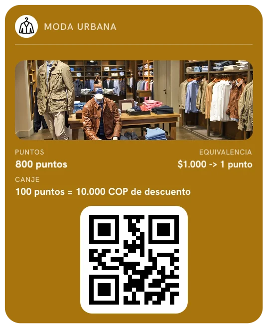 Tarjeta de puntos de Moda Urbana: 800 puntos